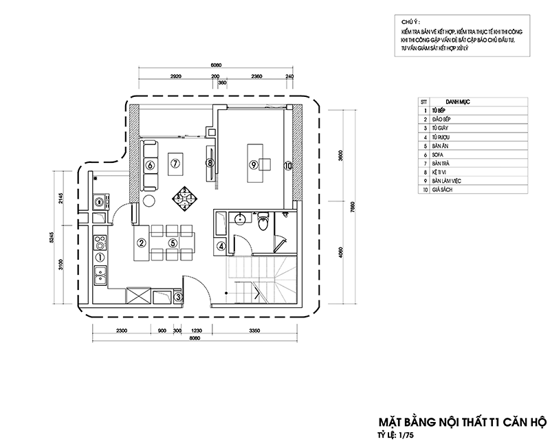 Bản thiết kế mặt bằng tầng 1 của căn hộ cao cấp