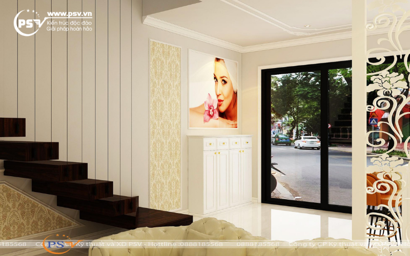 Cầu thang lên tầng của spa