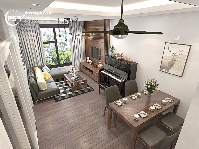 Nội thất phòng khách của căn hộ chung cư 2 phòng ngủ