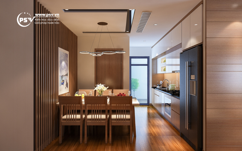 Không gian phòng bếp và bàn ăn