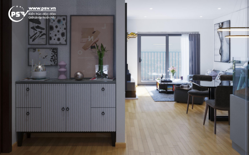 Nội thất phòng khách căn chung cư 3 ngủ theo phong cách hiện đại