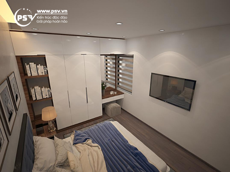 Phòng ngủ master đơn giản, thanh lịch trong thiết kế căn hộ 2 phòng ngủ