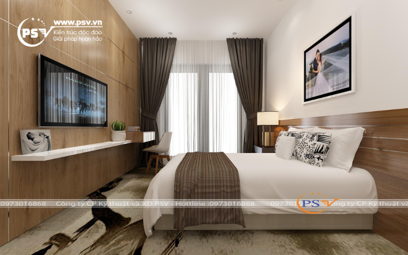 Không gian phòng ngủ của căn biệt thự 1 tầng