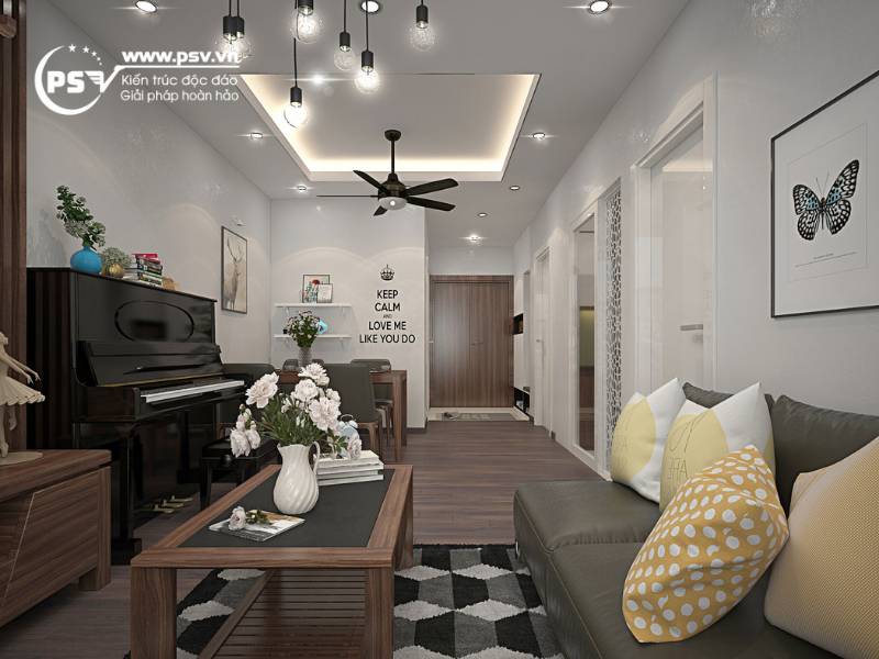 PSV thiết kế thi công nội thất chung cư 2 phòng ngủ tại Căn hộ A508 - chung cư Valencia Garden