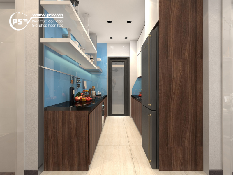 Nội thất phòng bếp của căn chung cư 2 phòng ngủ