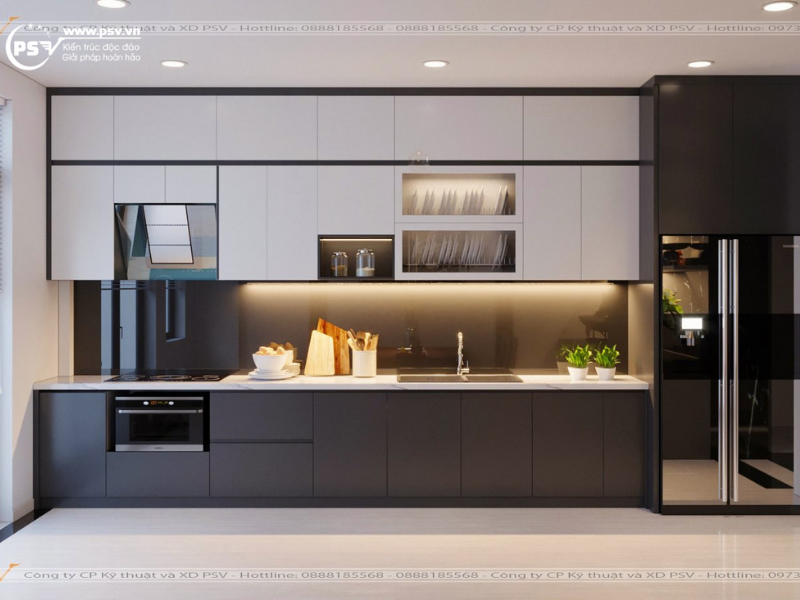 Nội thất khu vực phòng bếp của căn biệt thự