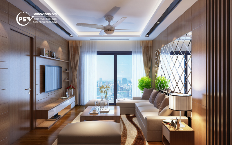 Nội thất phòng khách của chung cư 3 ngủ tại Green Park