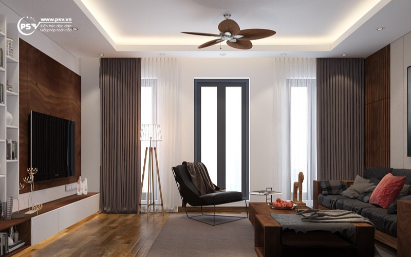 PSV thiết kế thi công nội thất nhà phố 4 tầng 1 tum tại Sài Đồng