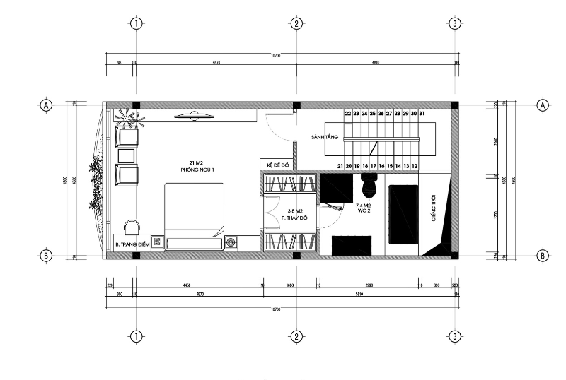 Sơ đồ mặt bằng tầng DH của căn nhà