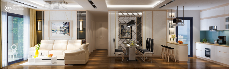 PSV hoàn thiện xây dựng, thi công nội thất chung cư 3 phòng ngủ tại Valencia Garden