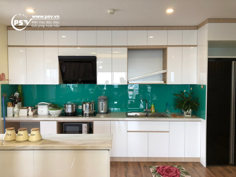 Nội thất phòng bếp của căn hộ 3 phòng ngủ tại Chung cư Green Park Hưng Yên