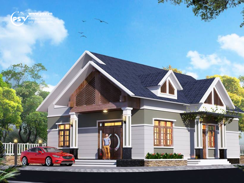 Mẫu biệt thự 1 tầng mái thái đẹp