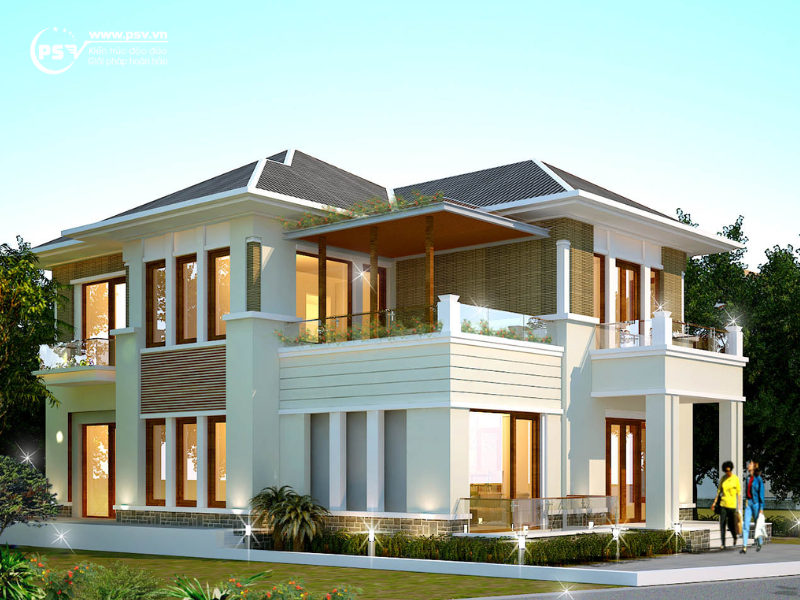 Mẫu nhà biệt thự mái Thái tân cổ điển