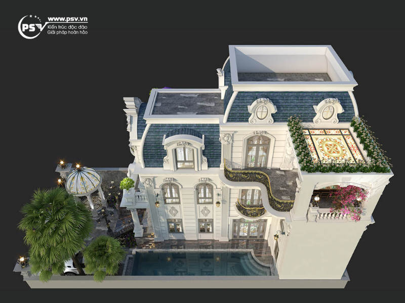 Mái Mansard mang đến một vẻ đẹp đẳng cấp, sang trọng