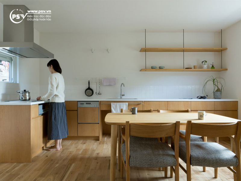 Phòng bếp được thiết kế tối giản
