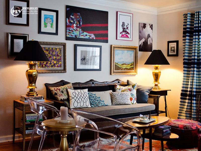 PSV design sofa trong căn biệt thự 2 tầng mang nét đặc trưng pha trộn giữa vẻ đẹp cổ điển lẫn hiện đại.