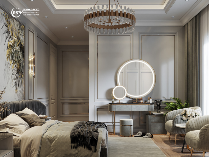 Bố trí nội thất phòng ngủ hợp lý tạo không gian ấm cúng, tiện nghi