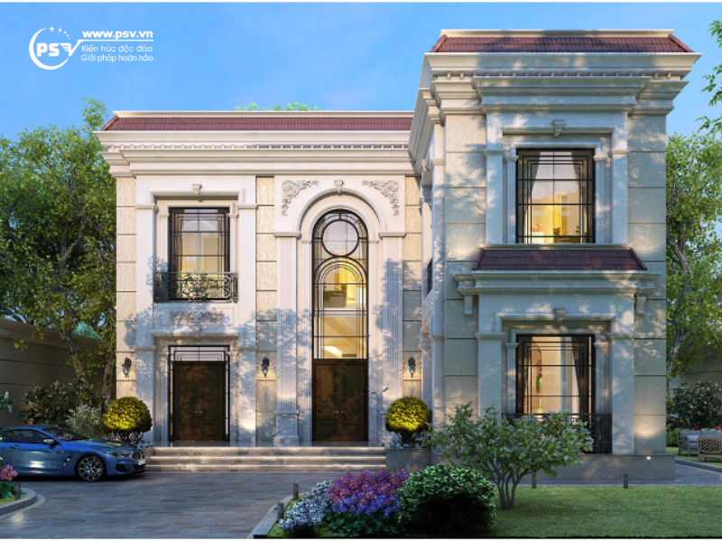 Biệt thự 2 tầng mái Thái kiểu Pháp sang trọng, nguy nga