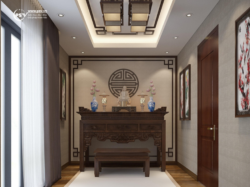 Phòng thờ được thiết kế thi công ở một không gian khác tại tầng 1