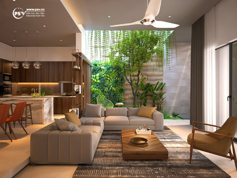 Xu hướng thiết kế nội thất biệt thự xanh