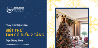 Thay đổi diện mạo căn biệt thự tân cổ điển 2 tầng mùa Giáng Sinh Trang trí biệt thự tân cổ điển 2 tầng dịp Giáng Sinh