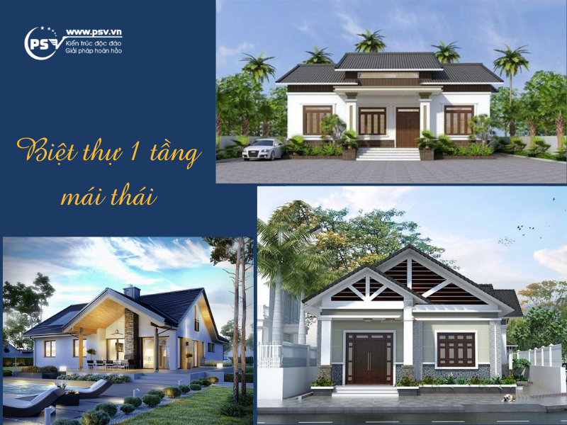 Biệt thự mái thái 1 tầng đẹp phong cách hiện đại