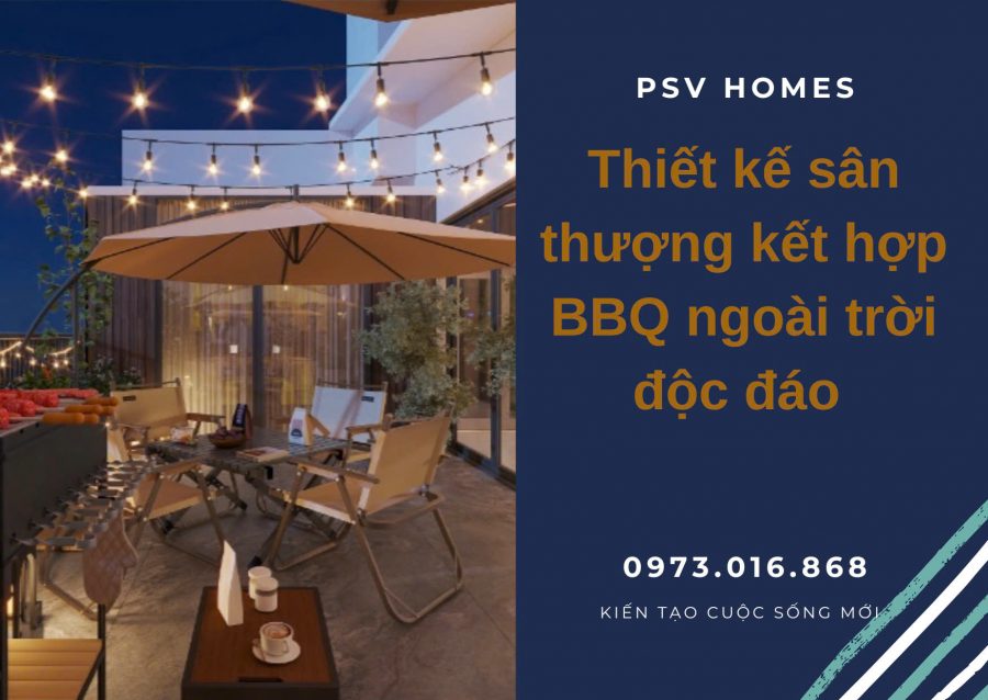 Thiết kế sân thượng kết hợp BBQ ngoài trời độc đáo